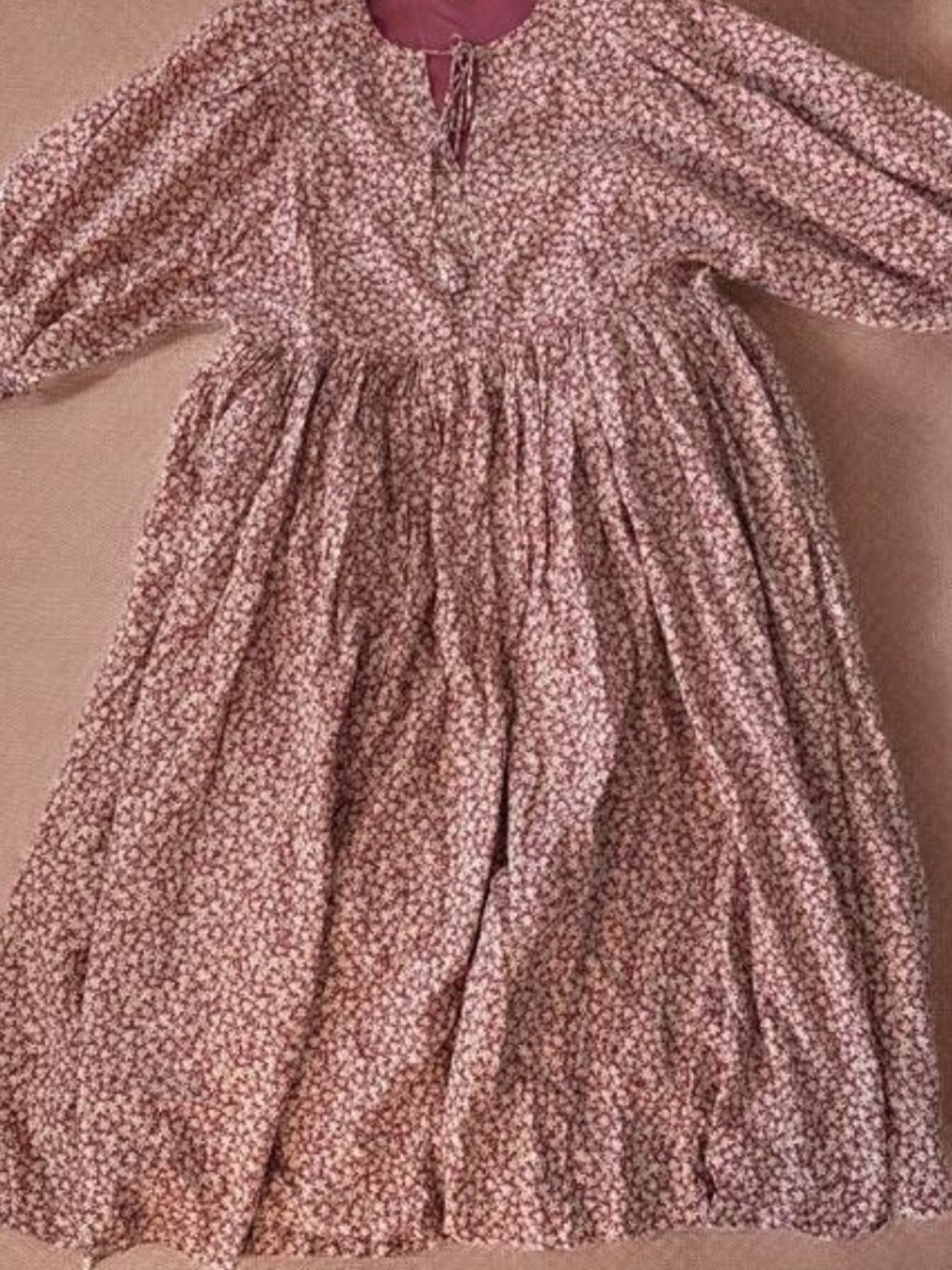Mauve Floral Long Sleeve Prairie Maxi Dress
